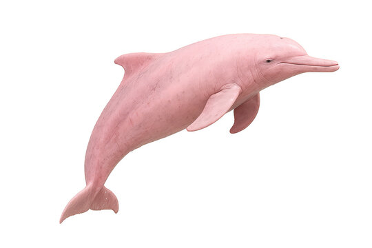 Pink Amazon river dolphin side view on white background &ndash; rare wildlife image