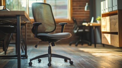A compact ergonomic chair with mesh back, designed for small home offices or tight spaces.