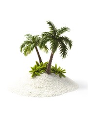 Miniature Tropical Island Paradise with Palm Trees: Summer Vacation Decor & Scenic Beach Landscape