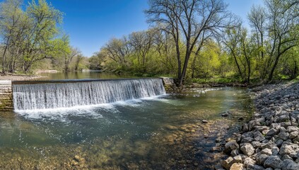Riverside Dam Cascading Water