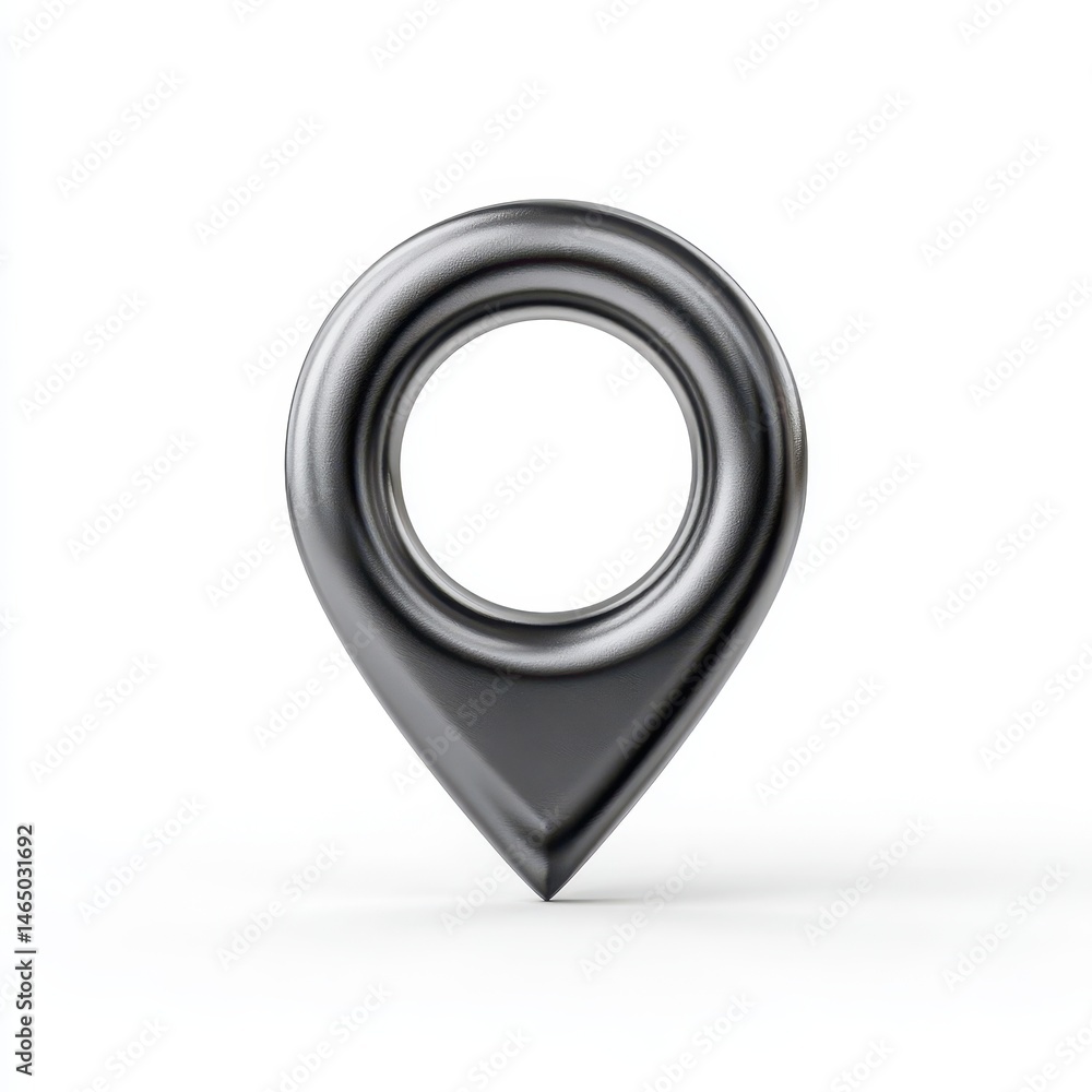 Aufkleber metallic gray map pin icon on white background. 3d rendering of a location marker.