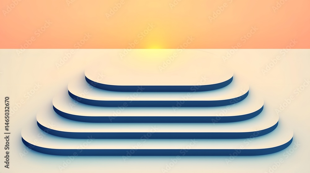 Poster abstract geometric platform with soft orange gradient background