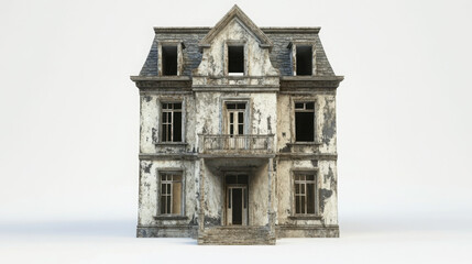 Timeless Architecture: 3D Render of Old Building Isolated on White Background


