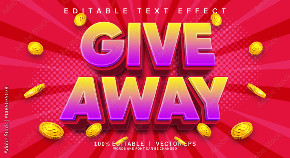 Aufkleber give away vector text effect with modern style design