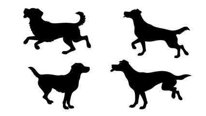 set of dog different pose silhouette vector