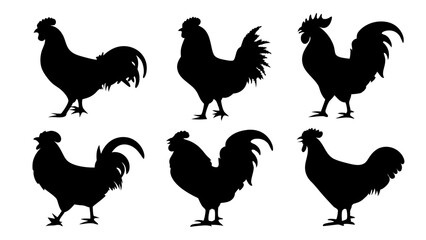 rooster silhouettes vector