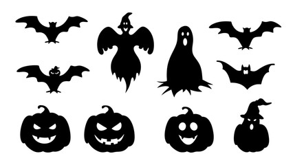 Fototapeta premium set of halloween icon silhouette vector on tranparent background