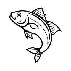 a jumping fish line art vector art silhouette