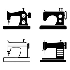 Stylish Sewing Machines Collection for Textile and Garment Work , Editable Vector Set for Designers

