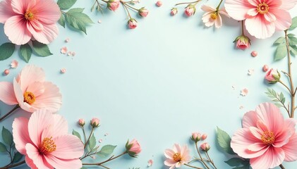 Fototapeta premium Delicate floral motif, pastel hues, repeating design for online profiles, art, subtle, story