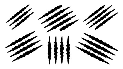 set of black claws scratches animals silhouette
