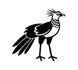 Fototapeta premium Secretary bird standing in profile with elegant features vector illustration
