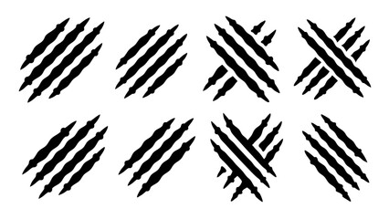 set of black claws scratches animals silhouette