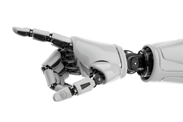 Robotic hand pointing his finger  isolated on white background PNG