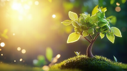 A tree with its detailed leaves illuminated by soft sunlight, showcasing the natural beauty of the outdoors.