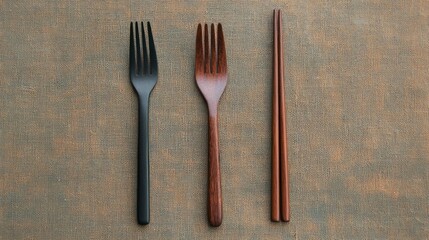 Fork and chopsticks side by side in a fusion dining setup