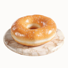 Glazed Donut on Marble Plate - Delicious Bakery Treat