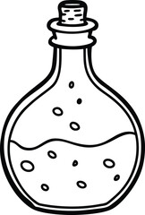 Spooky Potion Bottle Line Art Halloween Minimalist Vector Illustration