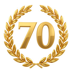 3D Gold PNG laurel wreath number 70