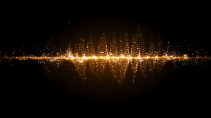 Mesmerizing digital sound wave pattern made of glowing dots creates stunning visual effect against dark background, evoking sense of rhythm and energy