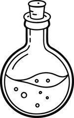 Spooky Potion Bottle Line Art Halloween Minimalist Vector Illustration