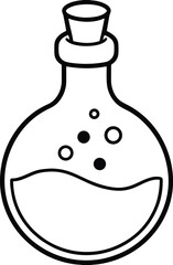 Spooky Potion Bottle Line Art Halloween Minimalist Vector Illustration