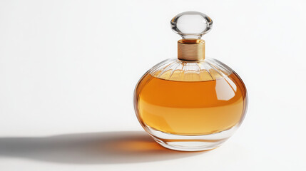 Elegant Essence: Round Perfume Bottle Isolated on White Background

