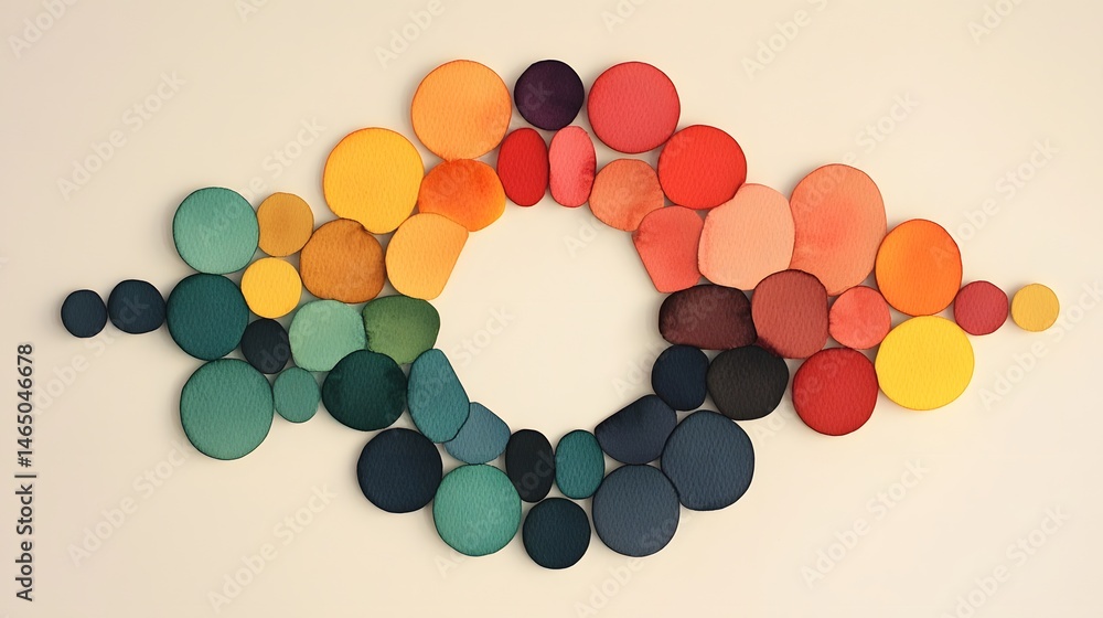 Poster abstract watercolor circles flowing in soft color gradient