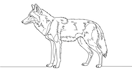 Coyote illustration standing in profile on a simple background  