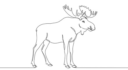 Outline of a Moose Standing in Minimalist Style  