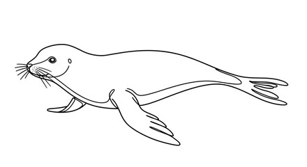 Obraz premium Seal swimming in a minimalist line art style 
