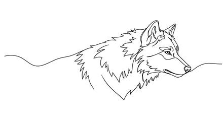 Minimalist wolf illustration with detailed features  