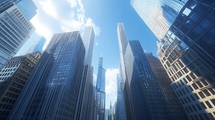 Fototapeta premium City skyline with glowing sunset colors in Chicago high resolution picture