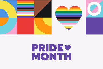 Pride Month. June. Holiday concept. Template for background, banner, card, poster with text. Vector EPS10 illustration.