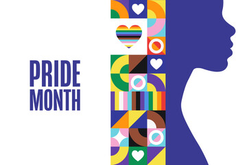 Pride Month. June. Holiday concept. Template for background, banner, card, poster with text. Vector EPS10 illustration.