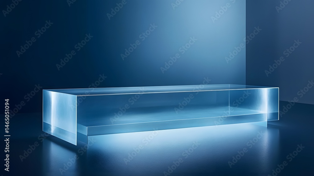 Wall mural modern translucent rectangular display platform.