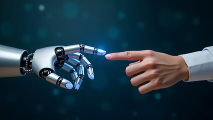 Futuristic Human and Robot Touch &ndash; Spark of Artificial Intelligence in a Digital World