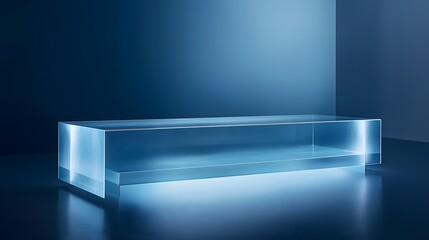 Obraz premium Modern translucent rectangular display platform.