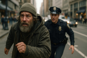 Fototapeta premium The treatment that homeless people receive from middle to upper economic class people