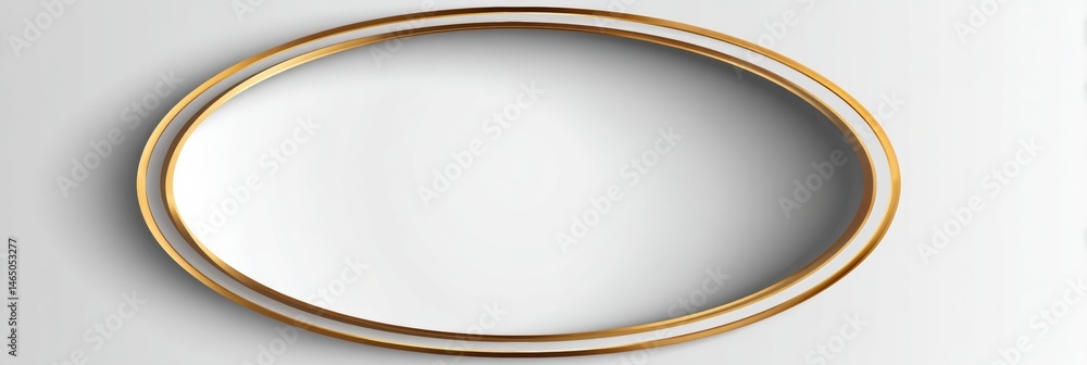 Fototapete oval frame with golden outline showcasing a minimalist design on a white background generative ai