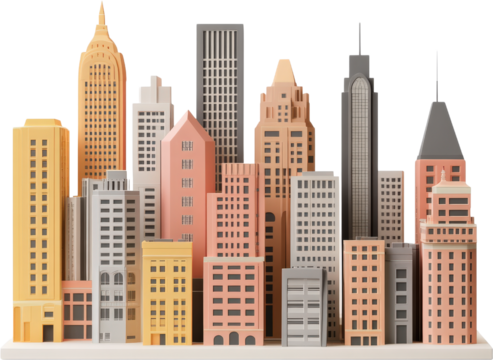 Colorful Cityscape Model Architecture - Powered by Adobe