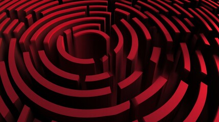 Abstract Red Labyrinth A Challenging 3D Maze Design