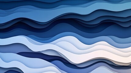 Fototapeta premium Abstract layered design with undulating, cool blue hues.