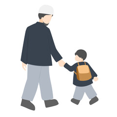 Muslim father and son illustration