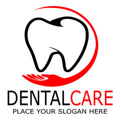 Dental Care Logo with Hand Concept 