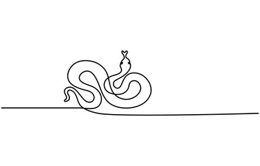 Fototapeta premium Snake in one continuous line. One line drawing, minimalism. Vector illustration.
