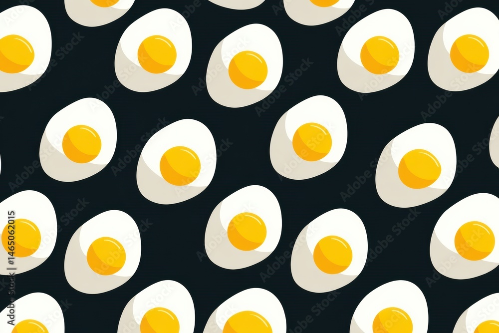 Aufkleber Symmetrical Flat Pattern Featuring Small Egg Icons Arranged Evenly on a Dark Background Generative AI