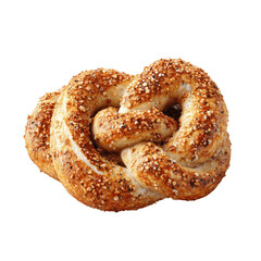 Delicious Sesame and Salt Pretzel Knot on Green Screen