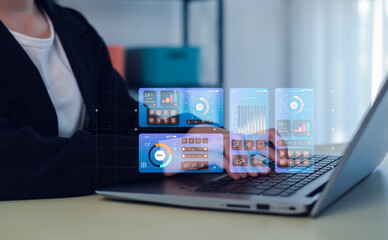 Concept digital transformation technology strategy, Analyst working with Business, metrics...