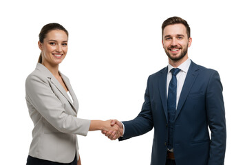 Two people in suits shaking hands on isolated on a transparent background
